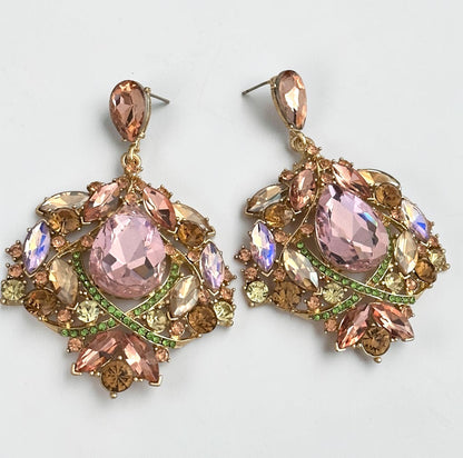 Blush Crystal Statement Earrings - Fatisha Boutique #