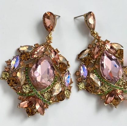 Blush Crystal Statement Earrings - Fatisha Boutique #