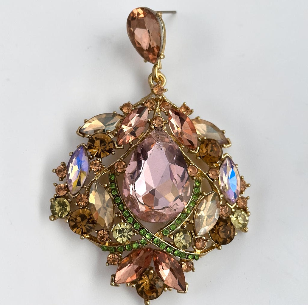 Blush Crystal Statement Earrings - Fatisha Boutique #