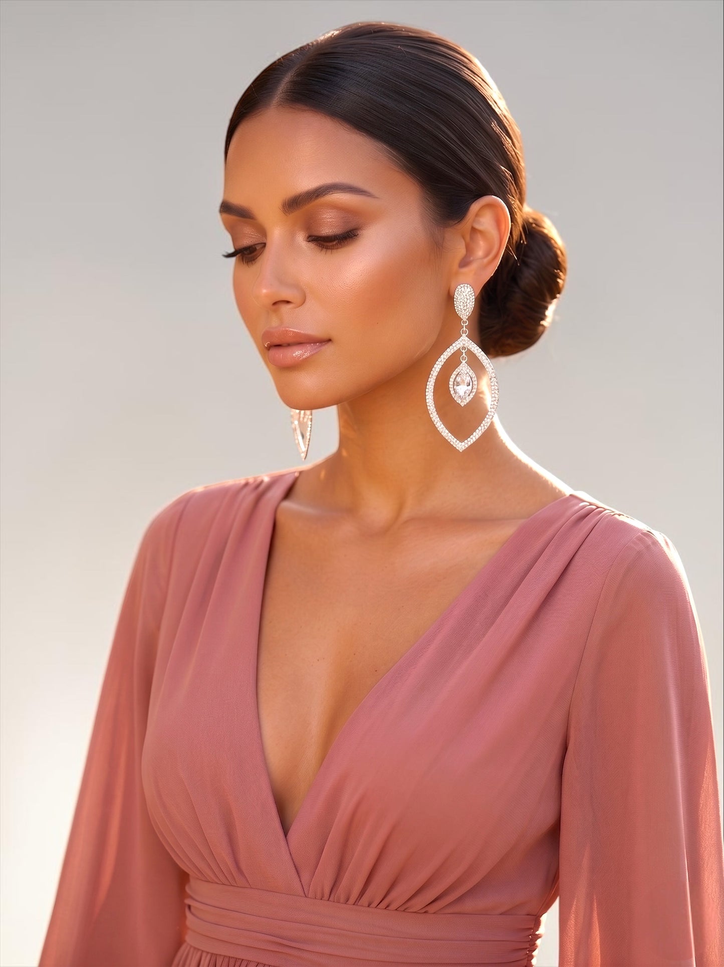 Crystal Leaf Statement Earrings Gold Silver - Fatisha Boutique #