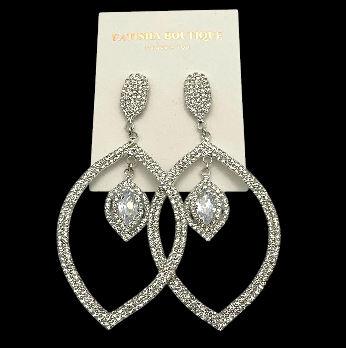Crystal Leaf Statement Earrings Gold Silver - Fatisha Boutique #