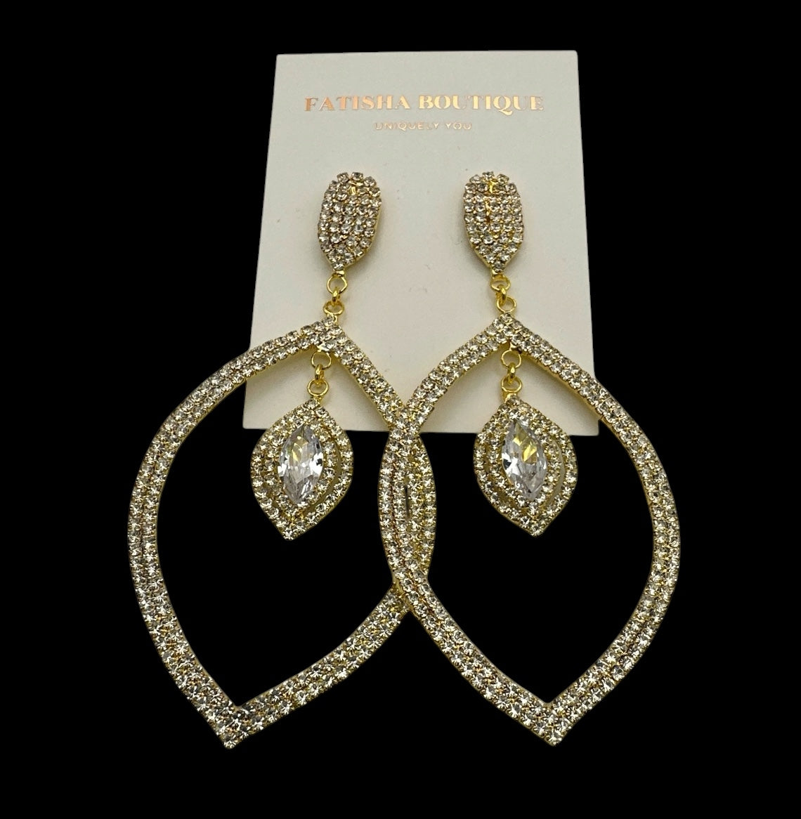 Crystal Leaf Statement Earrings Gold Silver - Fatisha Boutique #
