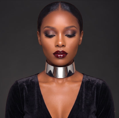 Wide Metal Choker Necklace in Gold & Silver - Fatisha Boutique #