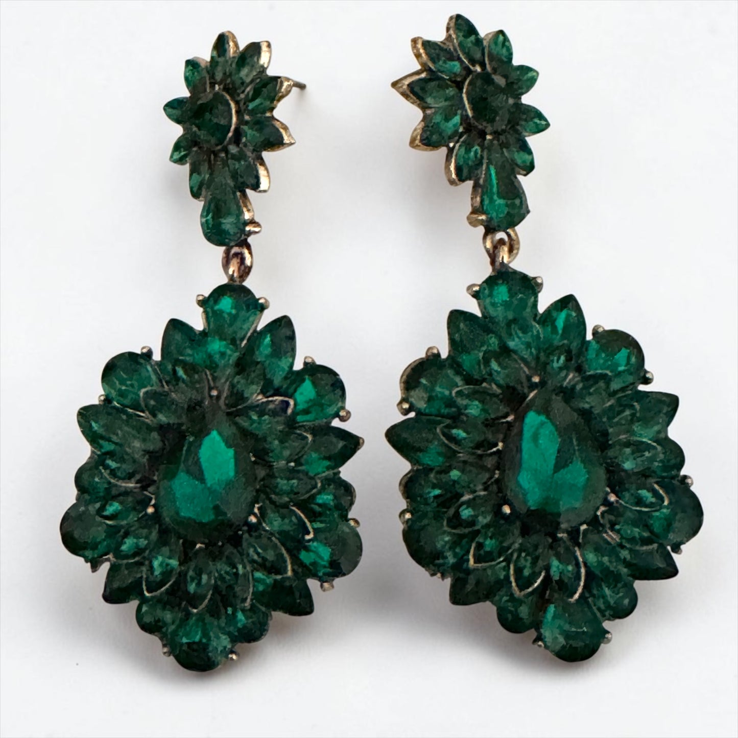 Emerald Green Crystal Statement Earrings - Fatisha Boutique #