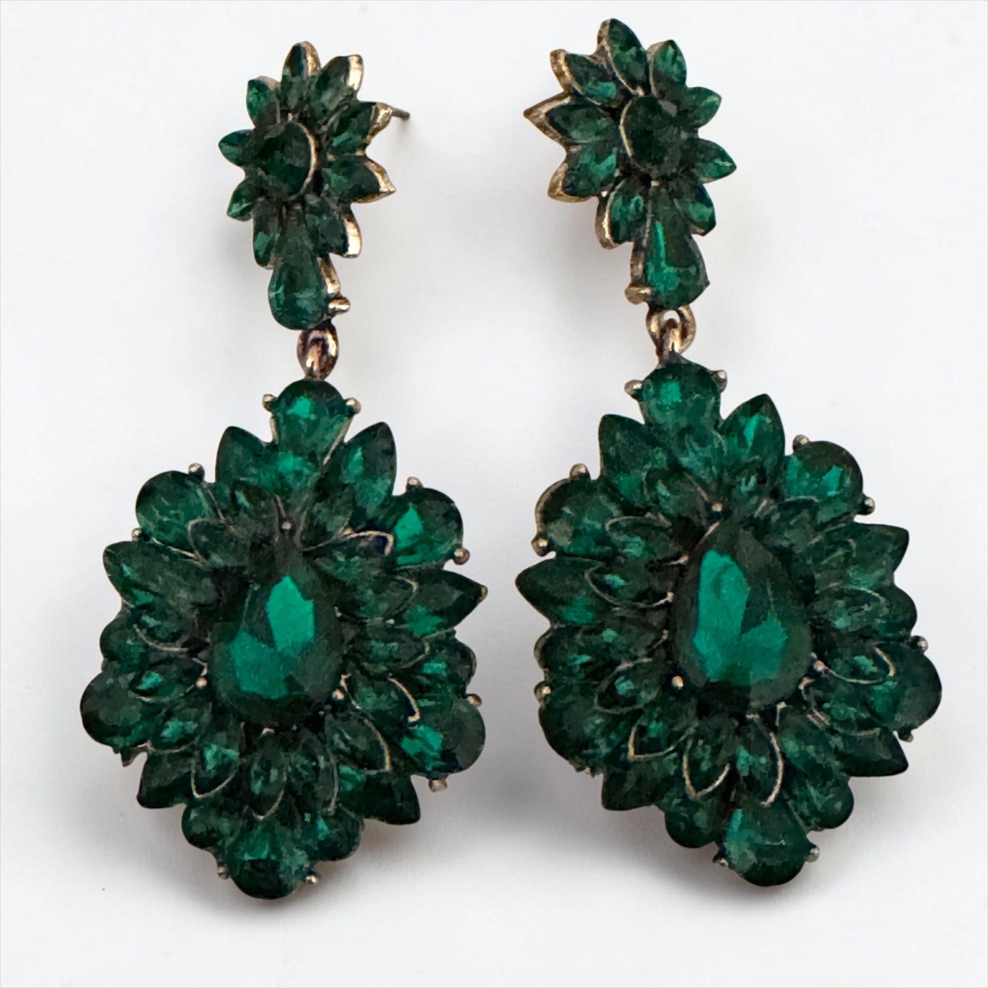 Emerald Green Crystal Statement Earrings - Fatisha Boutique #