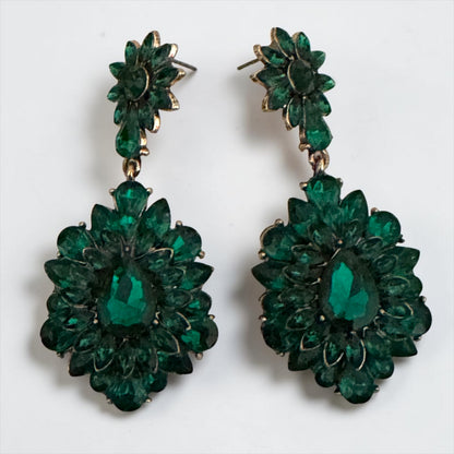 Emerald Green Crystal Statement Earrings - Fatisha Boutique #
