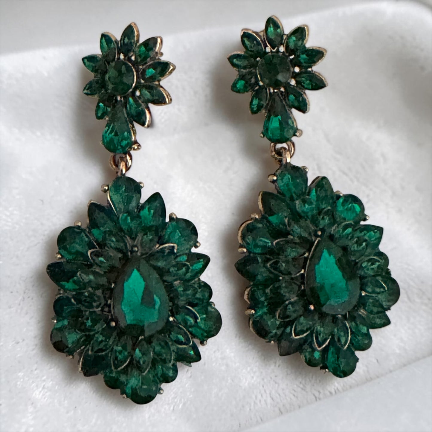 Emerald Green Crystal Statement Earrings - Fatisha Boutique #