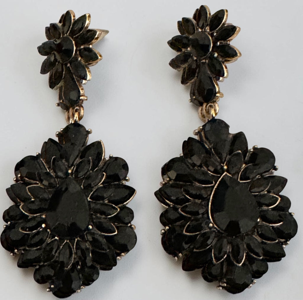 Black Crystal Statement Earrings - Fatisha Boutique #