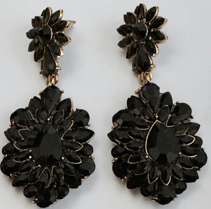 Black Crystal Statement Earrings - Fatisha Boutique #