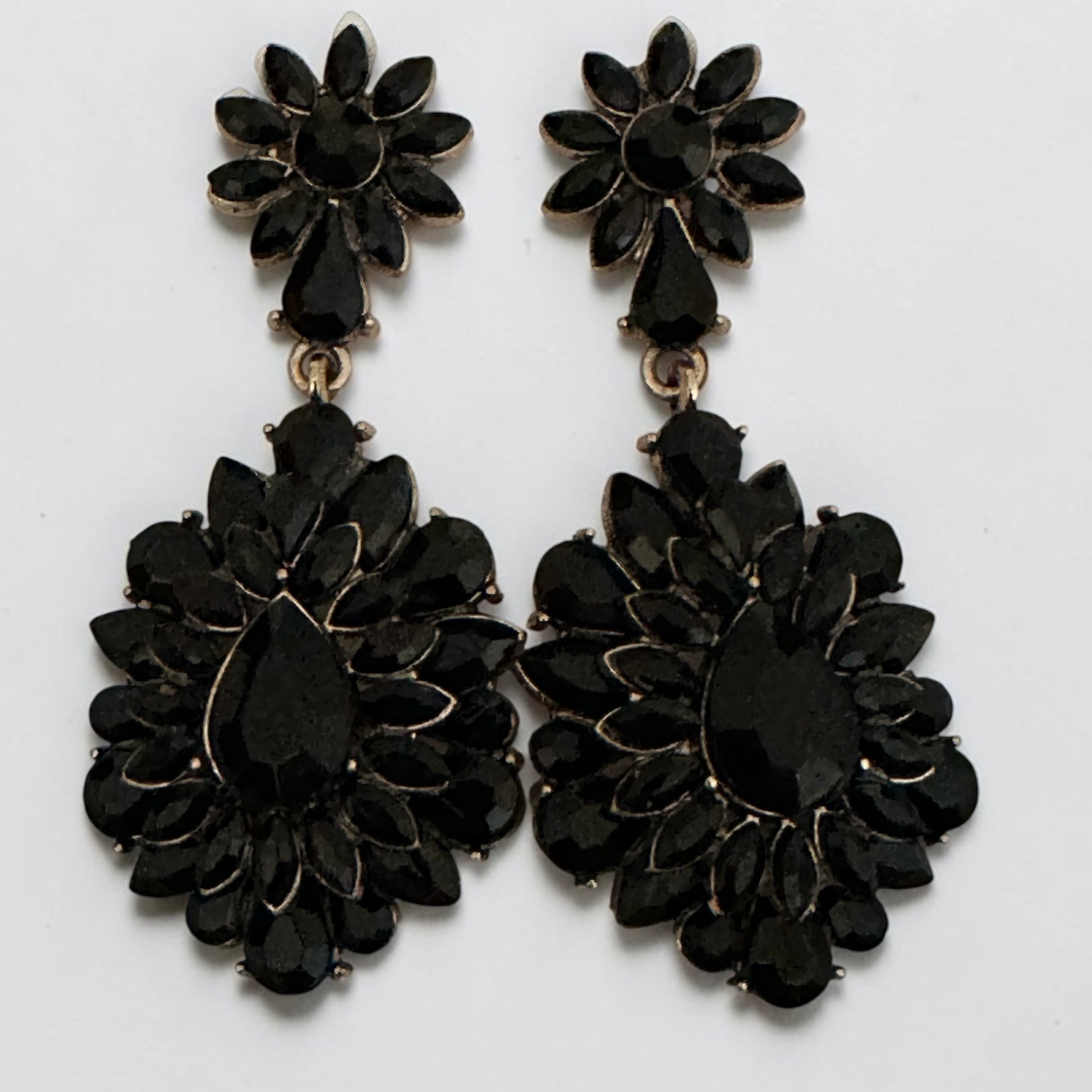 Black Crystal Statement Earrings - Fatisha Boutique #