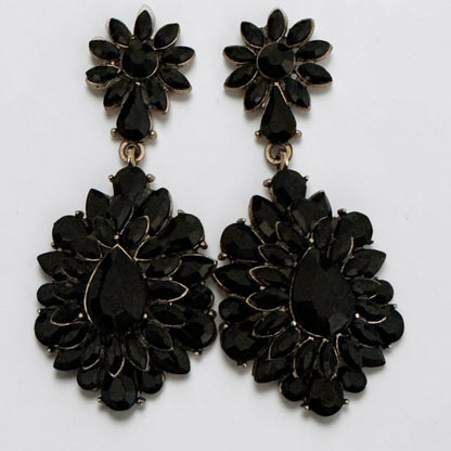 Black Crystal Statement Earrings - Fatisha Boutique #