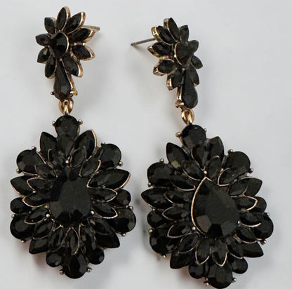 Black Crystal Statement Earrings - Fatisha Boutique #