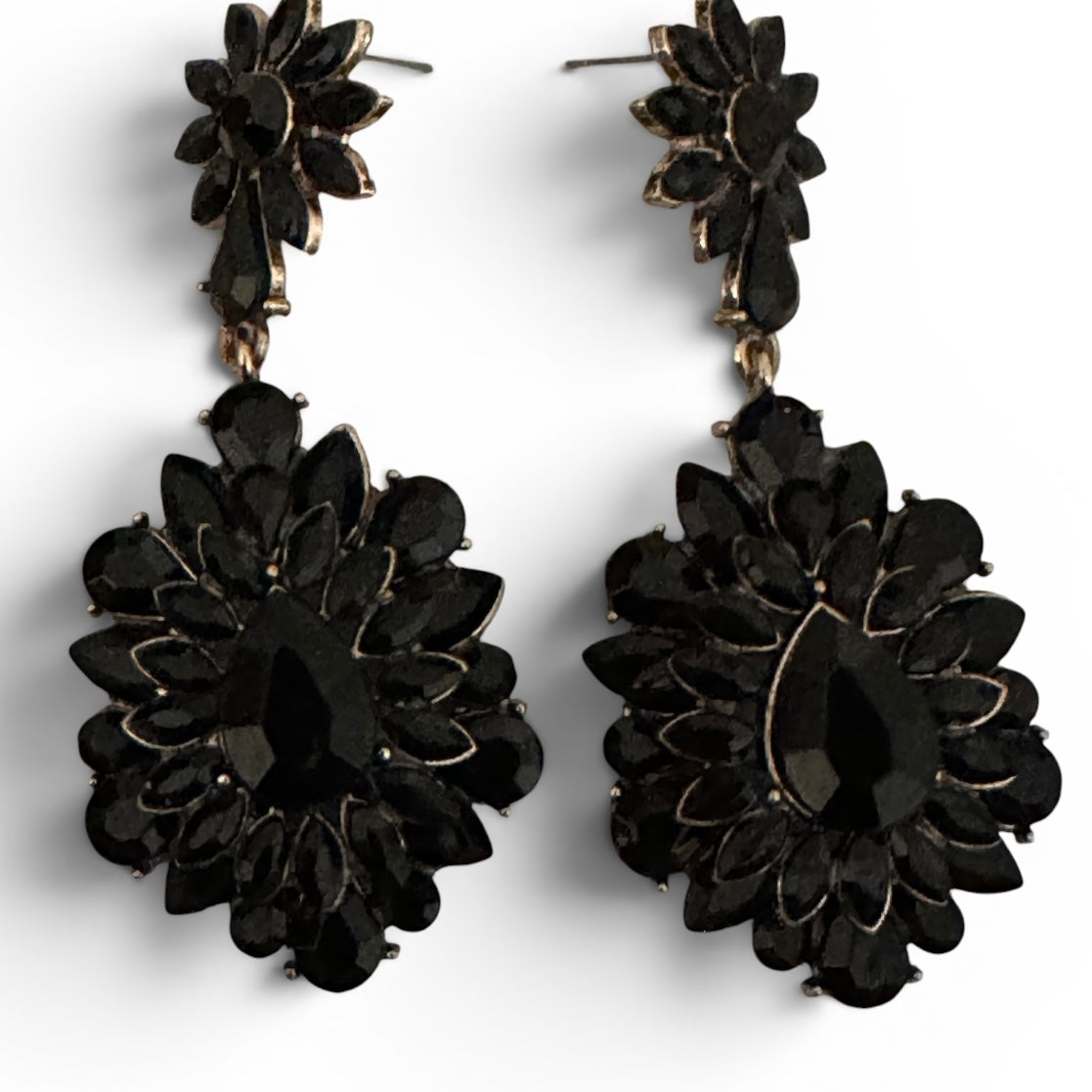 Black Crystal Statement Earrings - Fatisha Boutique #