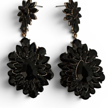 Black Crystal Statement Earrings - Fatisha Boutique #