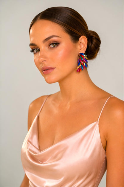 Multicolour Crystal Statement Earrings - Fatisha Boutique #