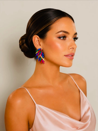 Multicolour Crystal Statement Earrings - Fatisha Boutique #