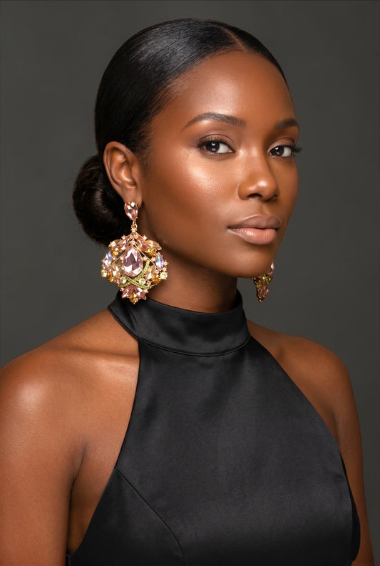 Blush Crystal Statement Earrings