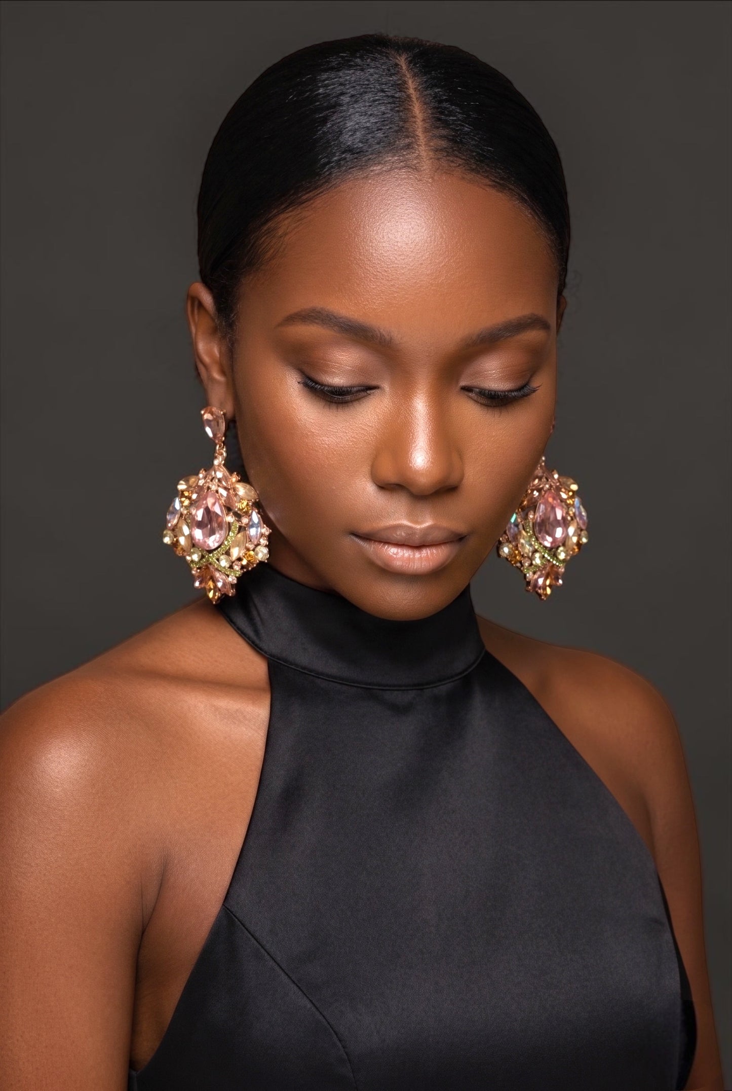 Blush Crystal Statement Earrings - Fatisha Boutique #