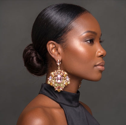 Blush Crystal Statement Earrings - Fatisha Boutique #