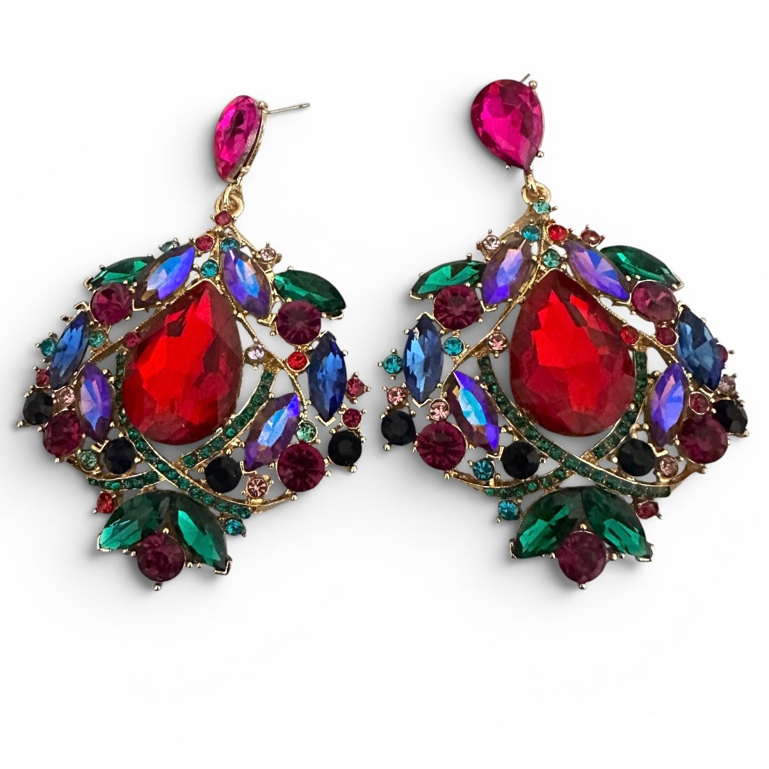 Multicolour Crystal Statement Earrings - Fatisha Boutique #