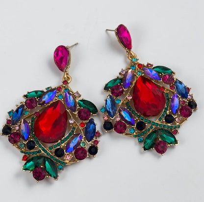 Multicolour Crystal Statement Earrings - Fatisha Boutique #