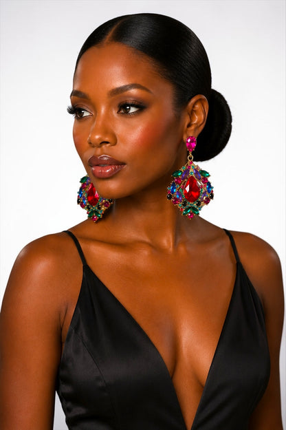 Multicolour Crystal Statement Earrings - Fatisha Boutique #