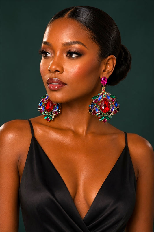 Multicolour Crystal Statement Earrings - Fatisha Boutique #