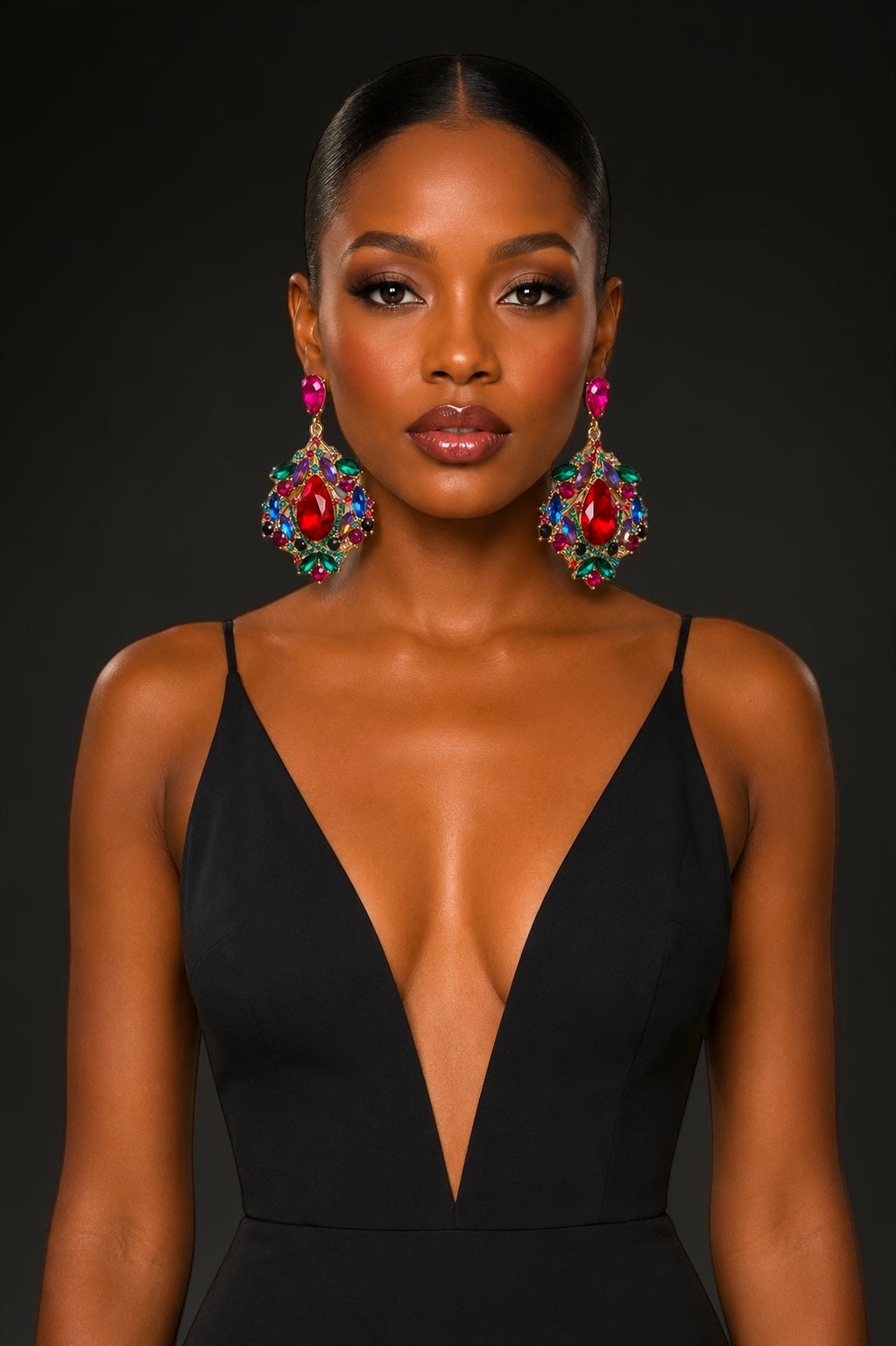 Multicolour Crystal Statement Earrings - Fatisha Boutique #