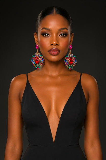 Multicolour Crystal Statement Earrings - Fatisha Boutique #