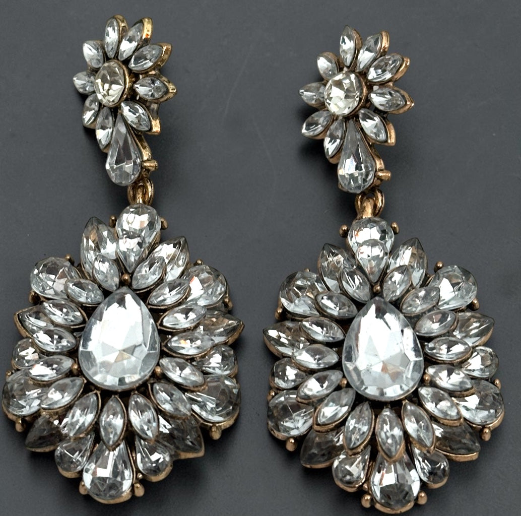 Clear Crystal Statement Earrings - Fatisha Boutique #