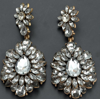 Clear Crystal Statement Earrings - Fatisha Boutique #