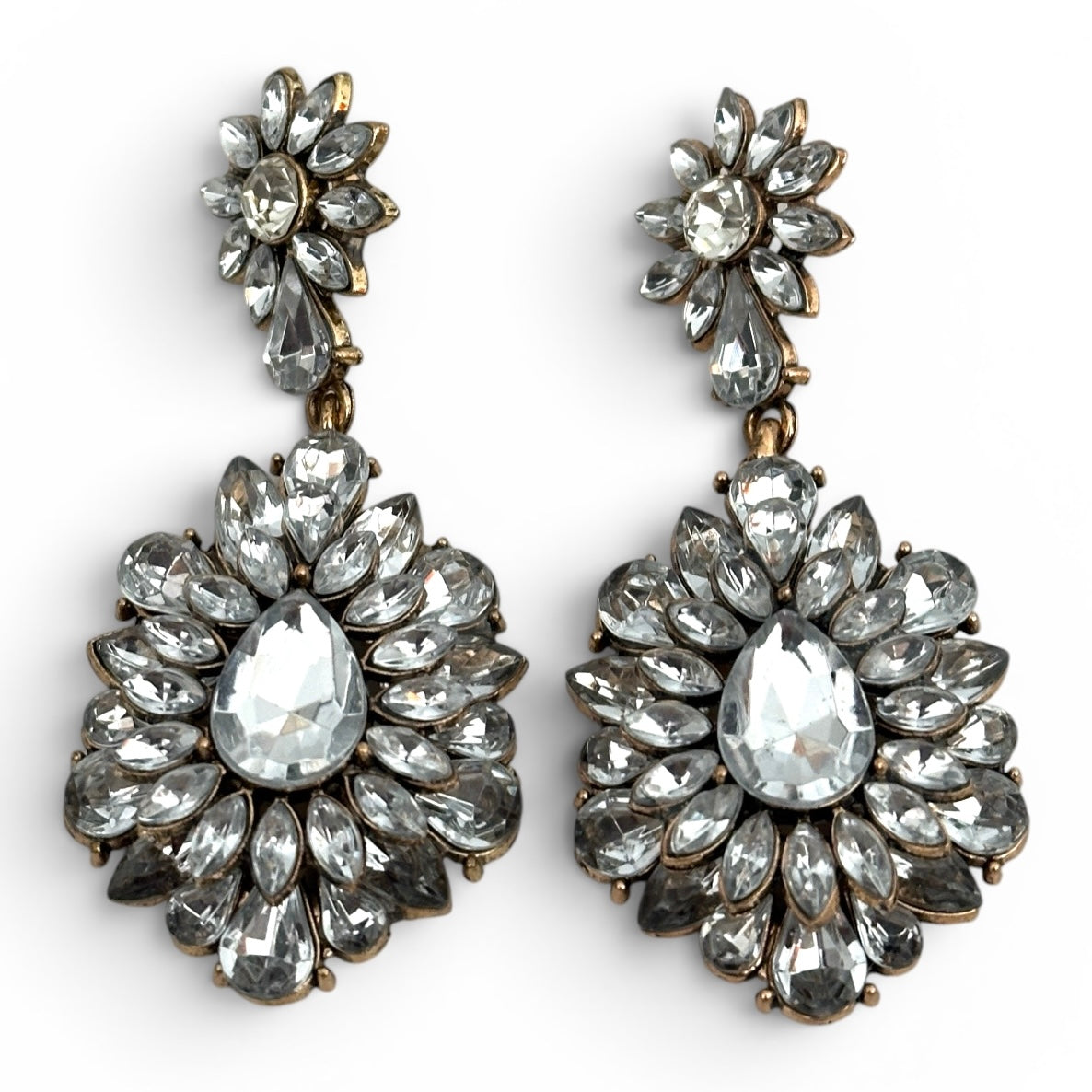 Clear Crystal Statement Earrings - Fatisha Boutique #