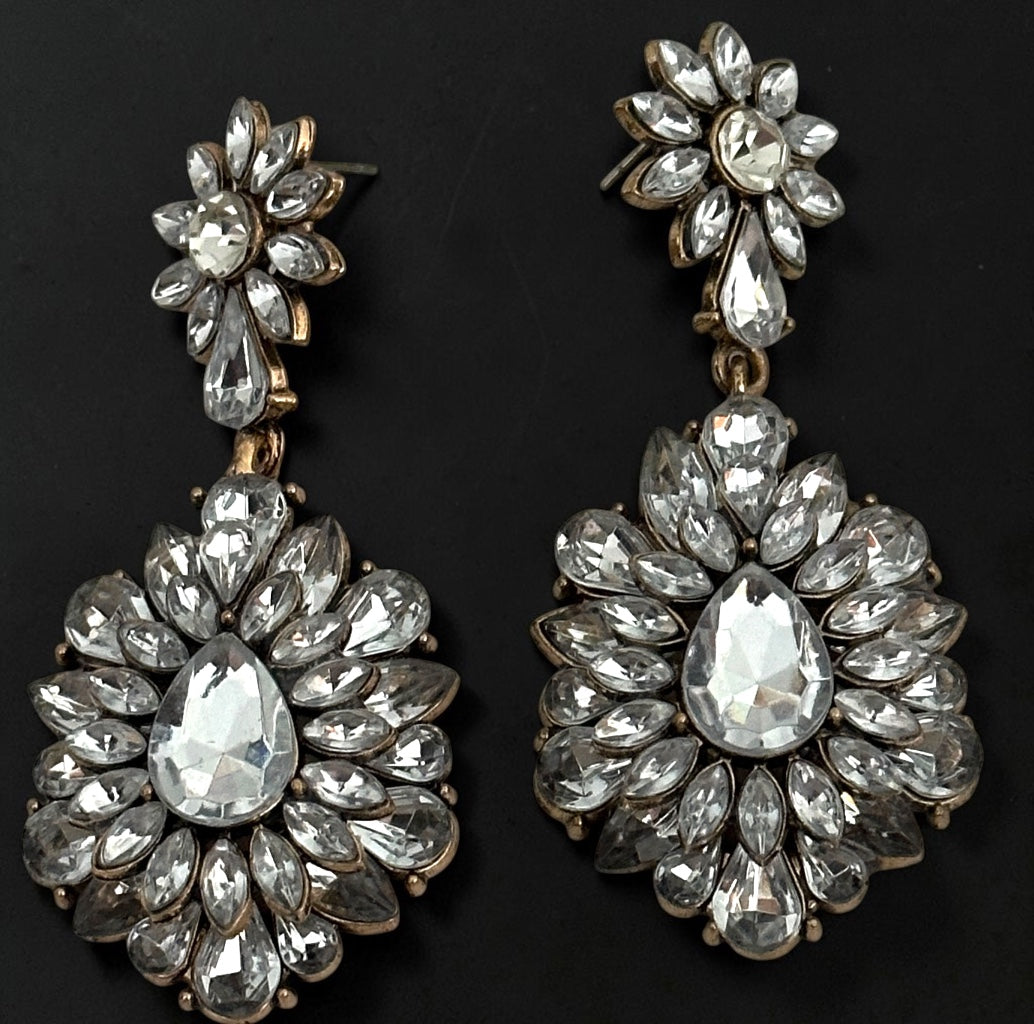 Clear Crystal Statement Earrings - Fatisha Boutique #