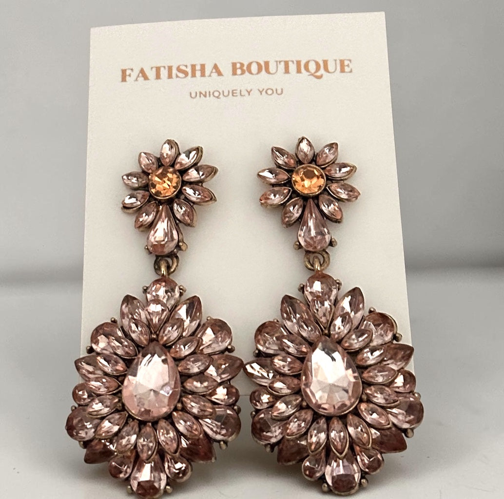 Blush Crystal Statement Earrings - Fatisha Boutique #