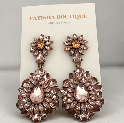 Blush Crystal Statement Earrings - Fatisha Boutique #