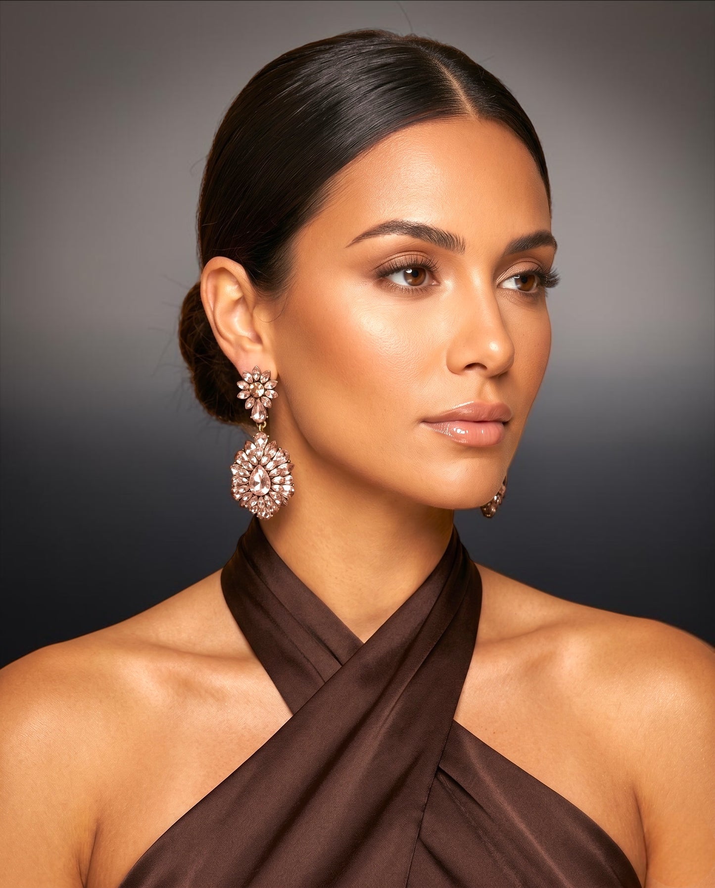 Blush Crystal Statement Earrings - Fatisha Boutique #