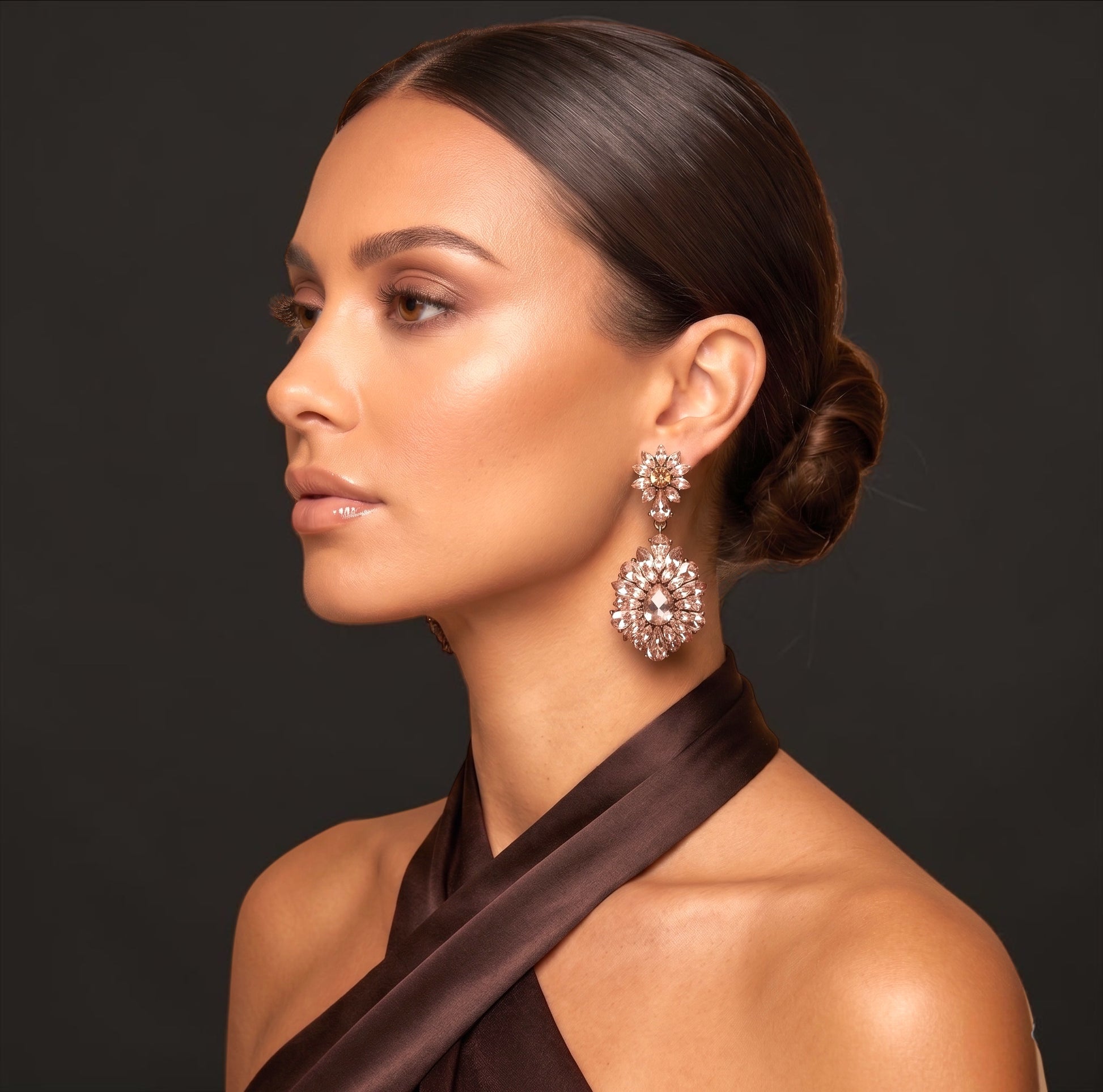 Blush Crystal Statement Earrings - Fatisha Boutique #