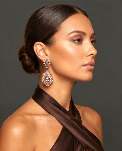 Blush Crystal Statement Earrings - Fatisha Boutique #