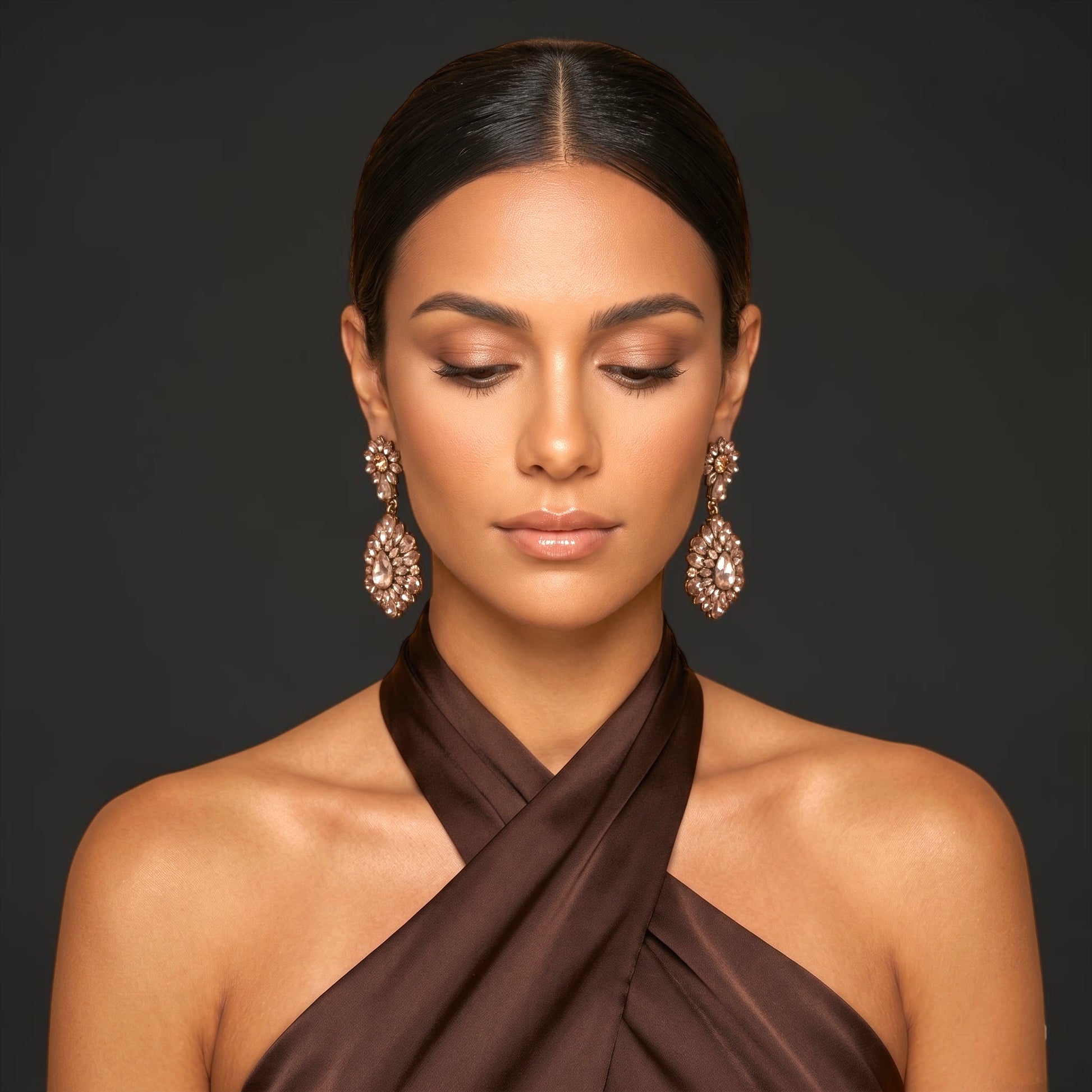 Blush Crystal Statement Earrings - Fatisha Boutique #