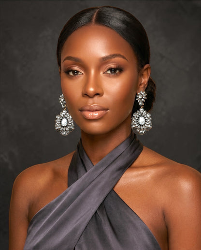 Clear Crystal Statement Earrings - Fatisha Boutique #