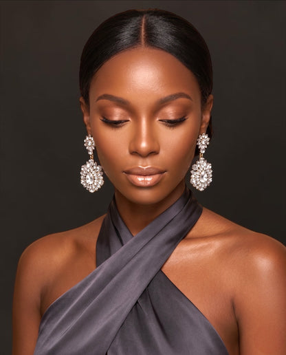 Clear Crystal Statement Earrings - Fatisha Boutique #