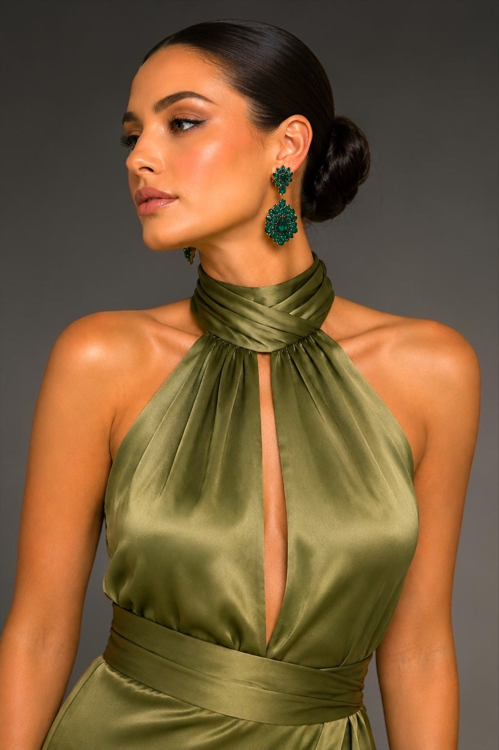 Emerald Green Crystal Statement Earrings - Fatisha Boutique #