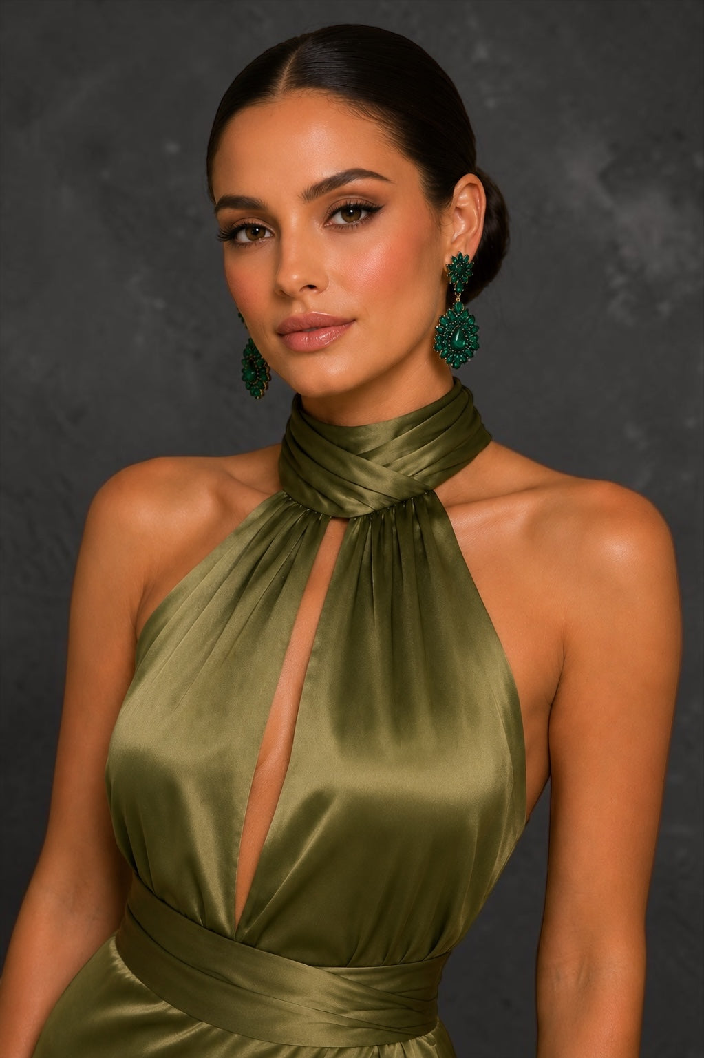 Emerald Green Crystal Statement Earrings - Fatisha Boutique #
