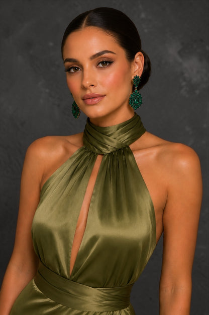 Emerald Green Crystal Statement Earrings - Fatisha Boutique #