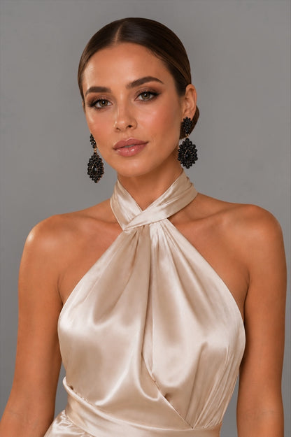 Black Crystal Statement Earrings - Fatisha Boutique #