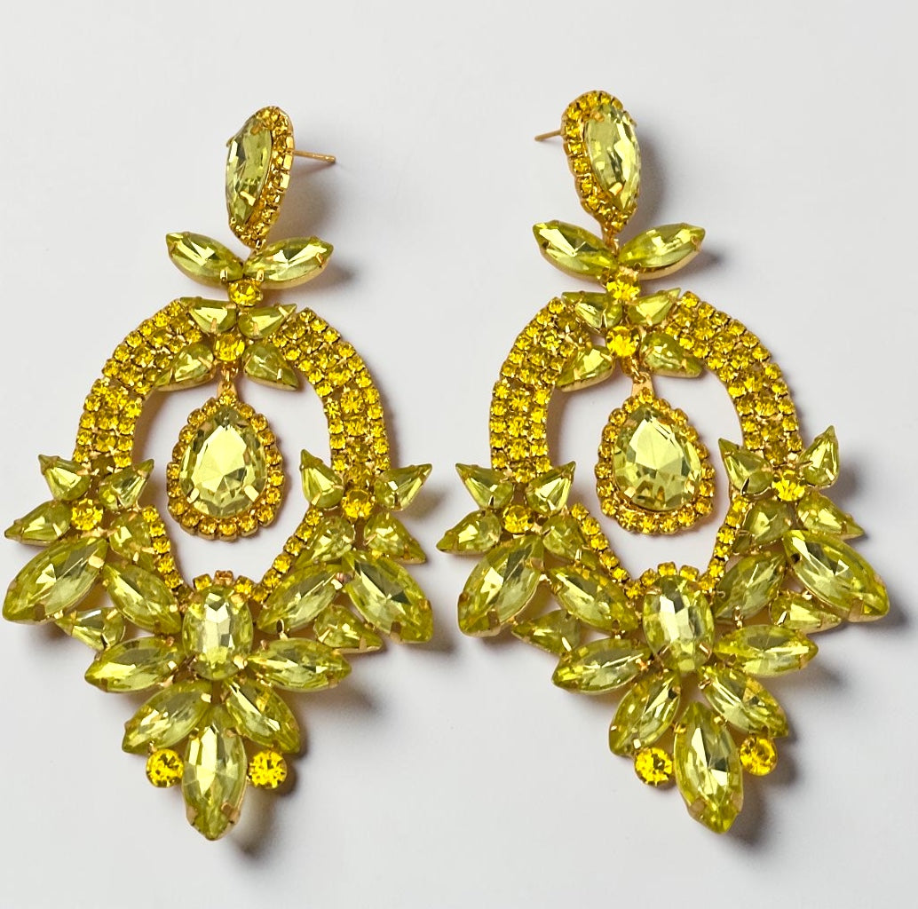 Yellow Crystal Statement Earrings