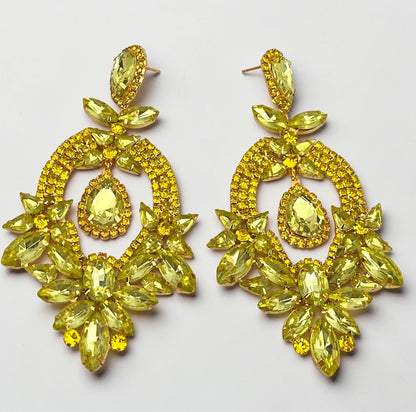 Yellow Crystal Statement Earrings