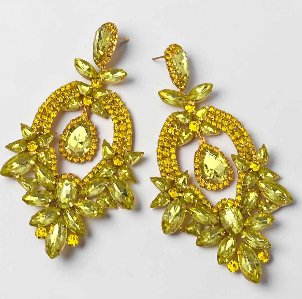Yellow Crystal Statement Earrings