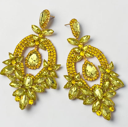 Yellow Crystal Statement Earrings