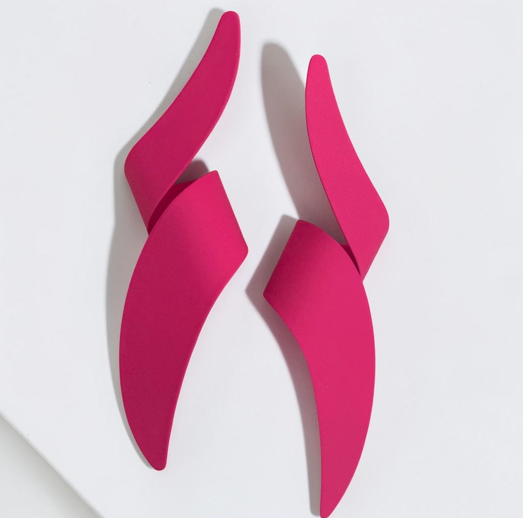 Hot Pink Spiral Statement Earrings - Fatisha Boutique #